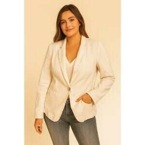 Lauren Conrad Linen Blazer Jacket Small Ivory Coastal Career Corpcore Clean Girl
